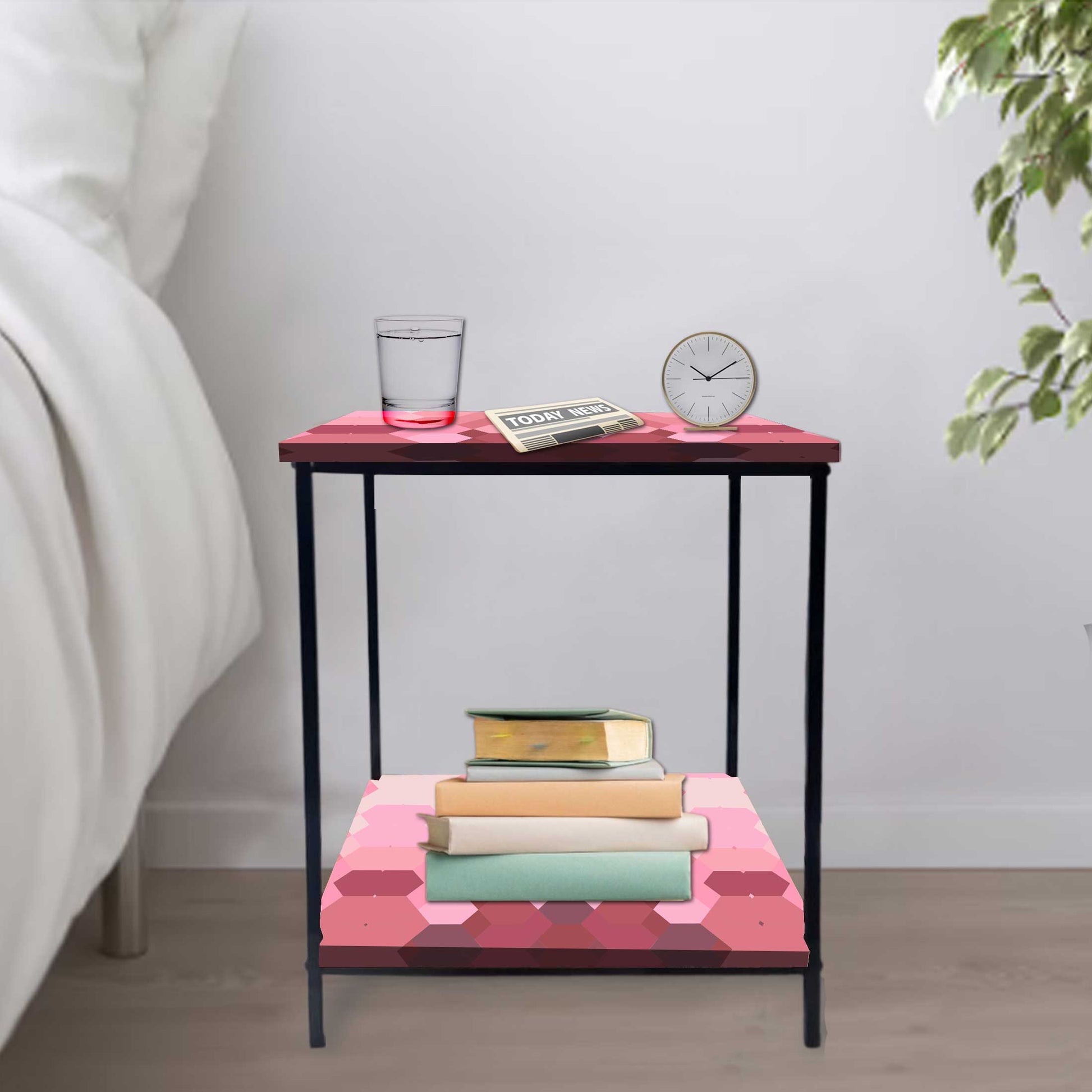 Sofa Side Table for Living Room/Bedroom Storage - GEOMETRIC Nutcase