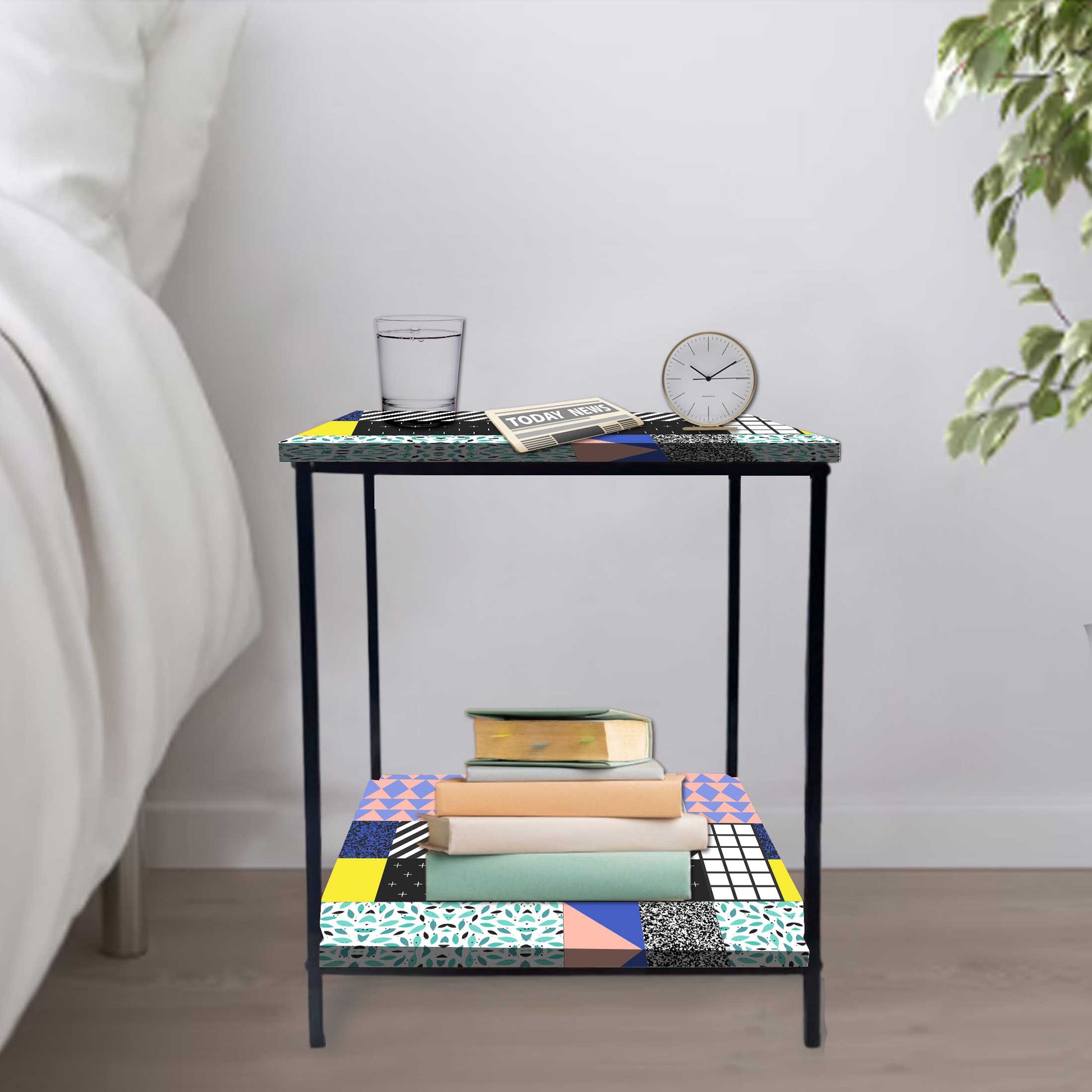 Sofa Side Table for Living Room/Bedroom Storage - GEOMETRIC Nutcase