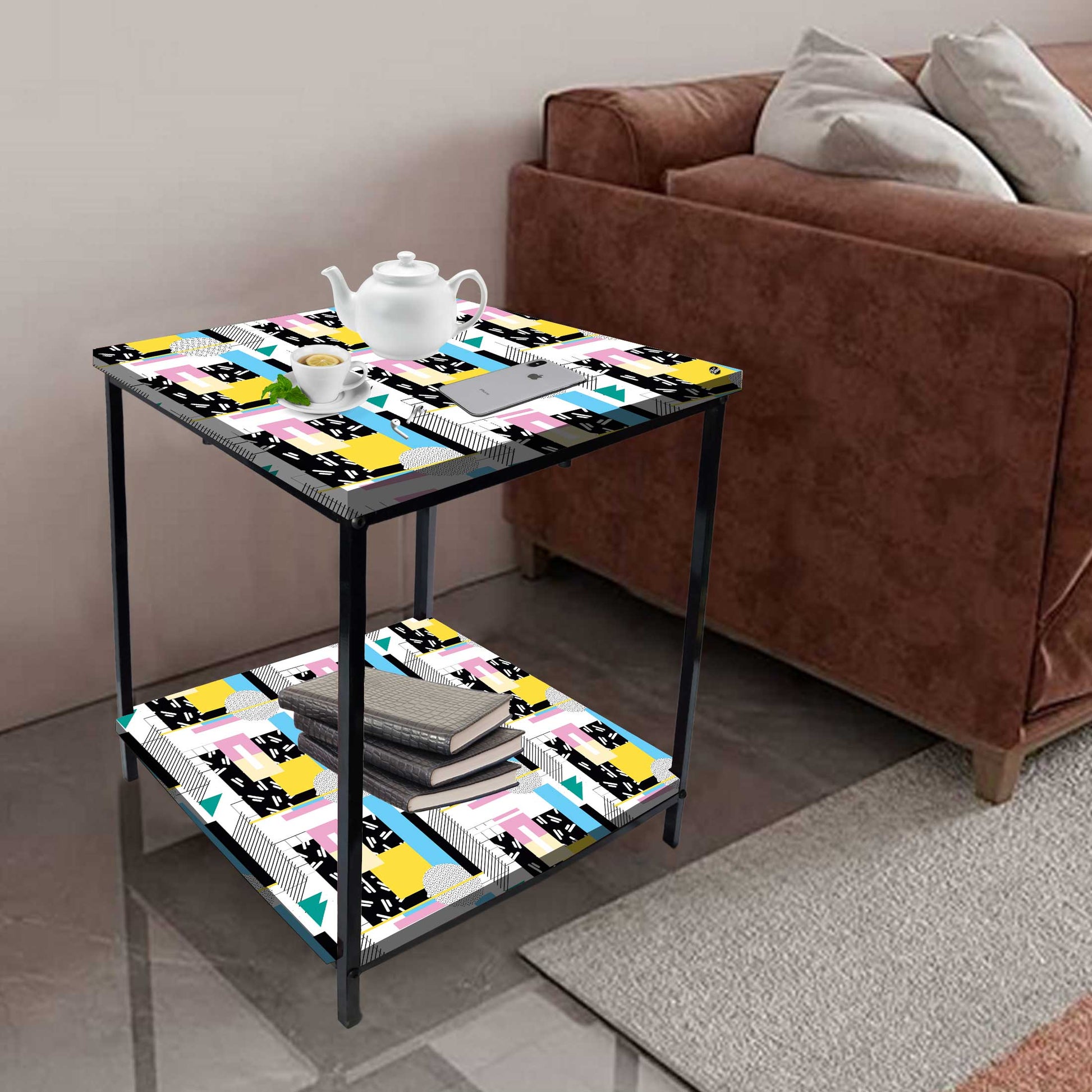 Sofa Side Table for Living Room/Bedroom Storage - GEOMETRIC Nutcase