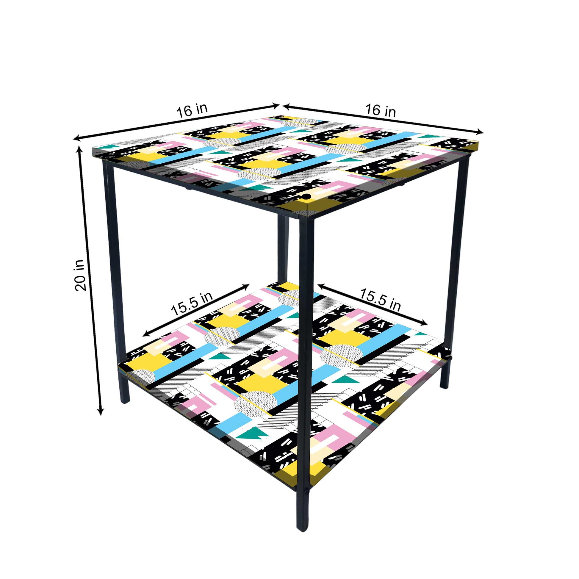 Sofa Side Table for Living Room/Bedroom Storage - GEOMETRIC Nutcase