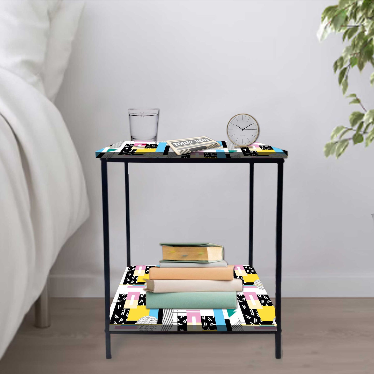 Sofa Side Table for Living Room/Bedroom Storage - GEOMETRIC Nutcase