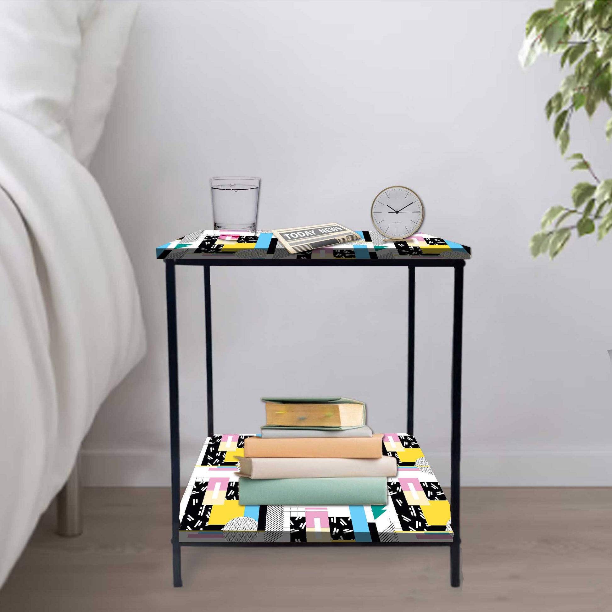 Sofa Side Table for Living Room/Bedroom Storage - GEOMETRIC Nutcase