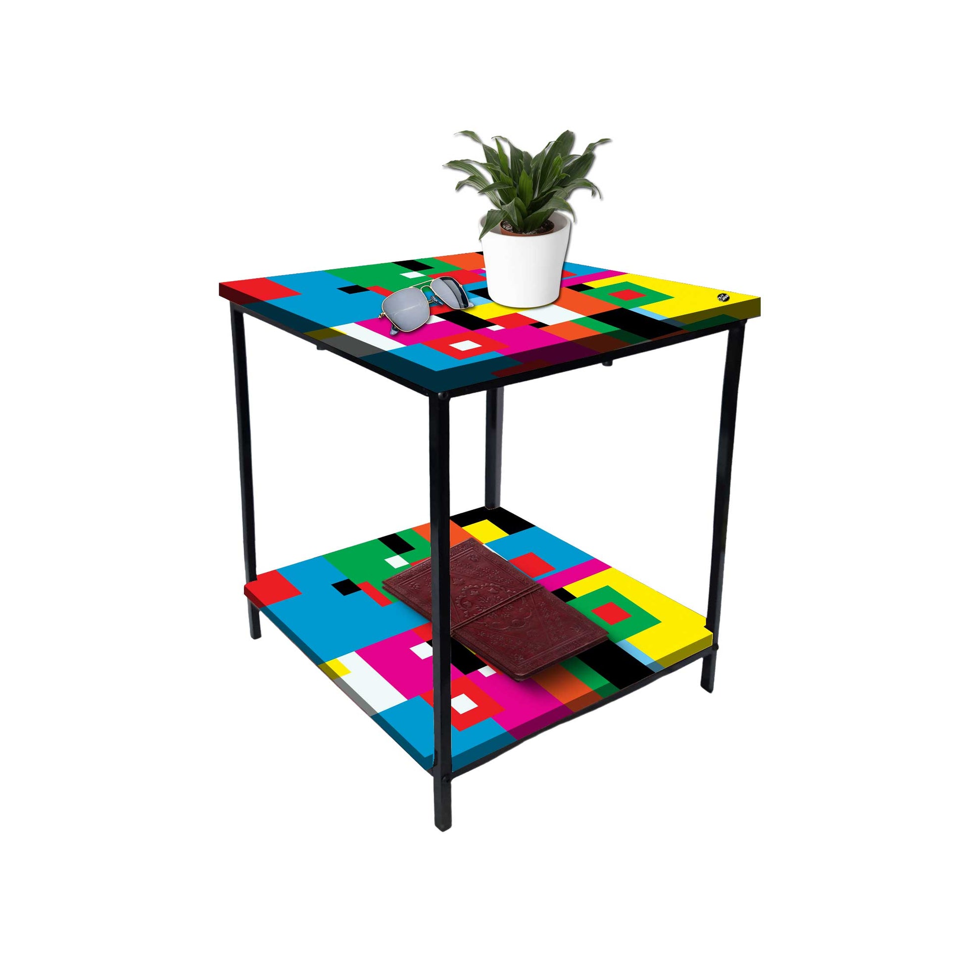 Sofa Side Table for Living Room/Bedroom Storage - GEOMETRIC Nutcase