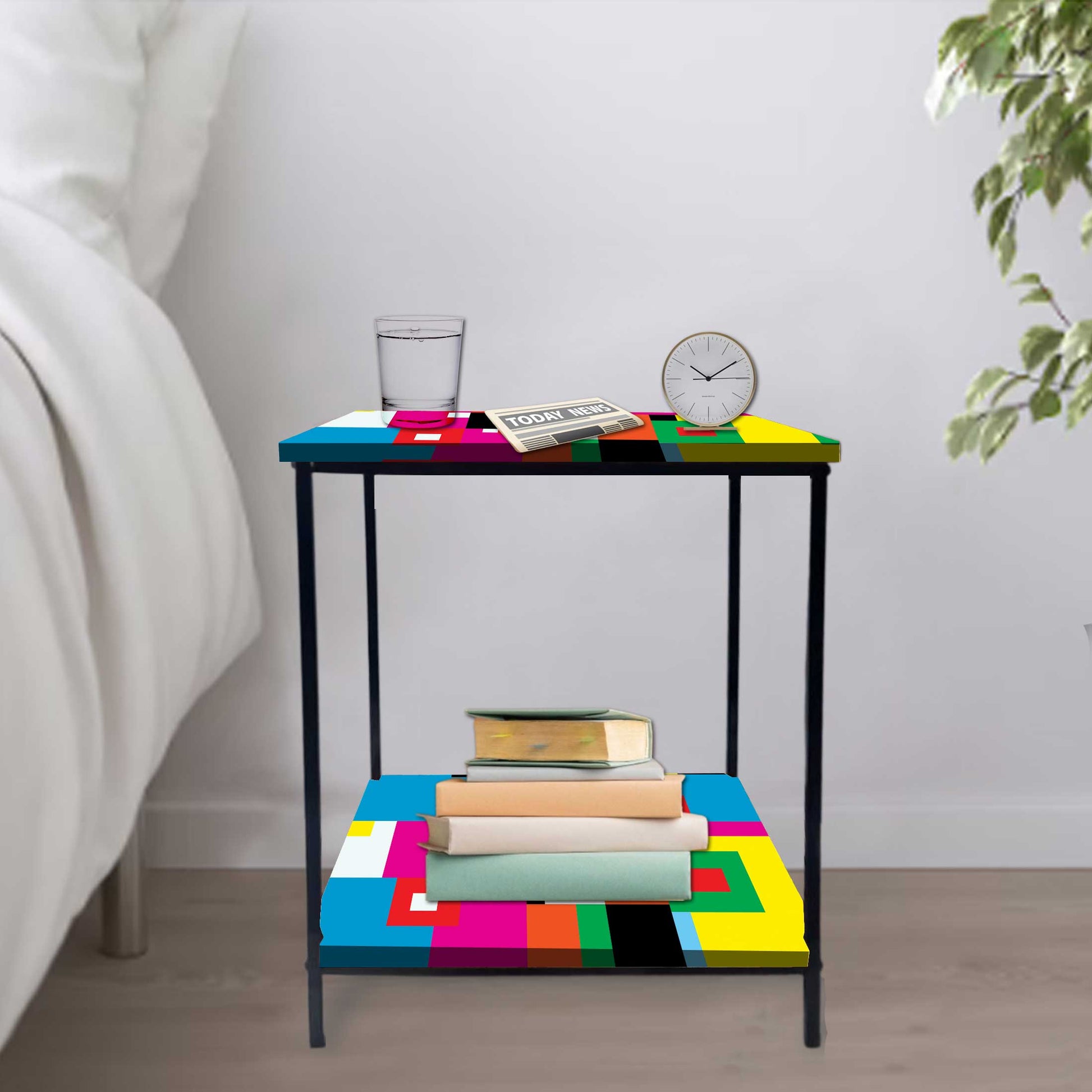 Sofa Side Table for Living Room/Bedroom Storage - GEOMETRIC Nutcase