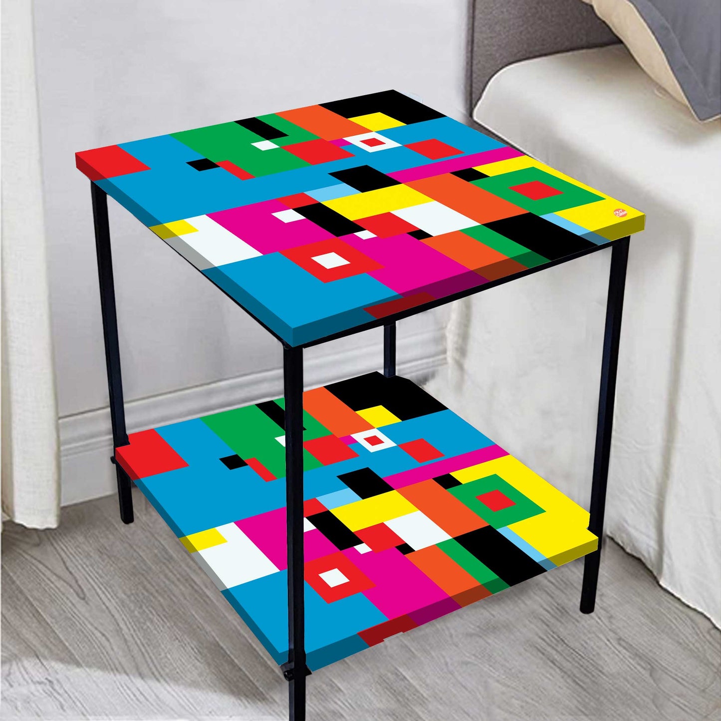 Sofa Side Table for Living Room/Bedroom Storage - GEOMETRIC Nutcase