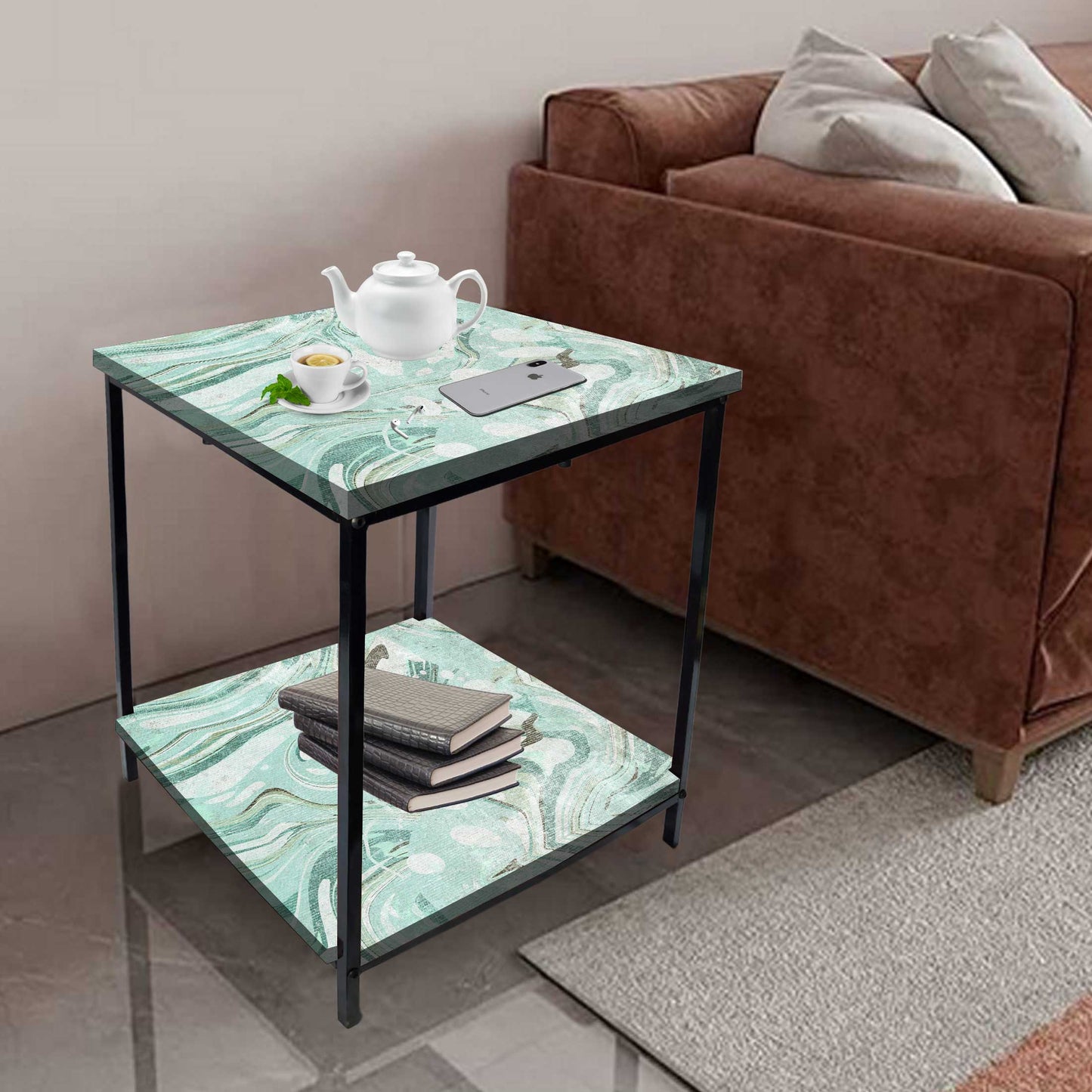 Small Bedside Table for Living Room Corner Rack - Digital Marble Nutcase