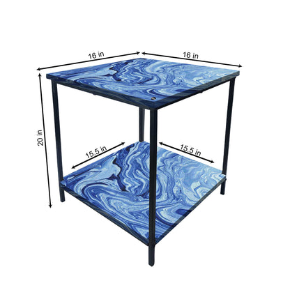 Small Bedside Table for Living Room Corner Rack - Digital Marble Nutcase