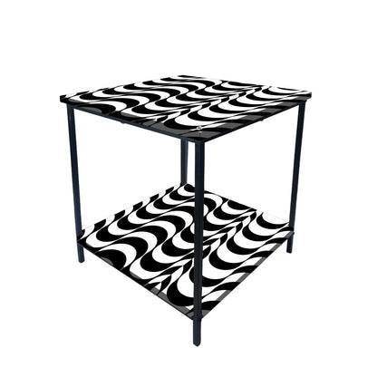 Designer Bedside Table for Storage Rack - Black and White Nutcase