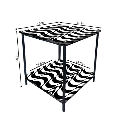 Designer Bedside Table for Storage Rack - Black and White Nutcase