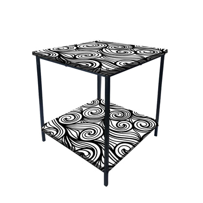 Designer Bedside Table for Storage Rack - Black and White Nutcase