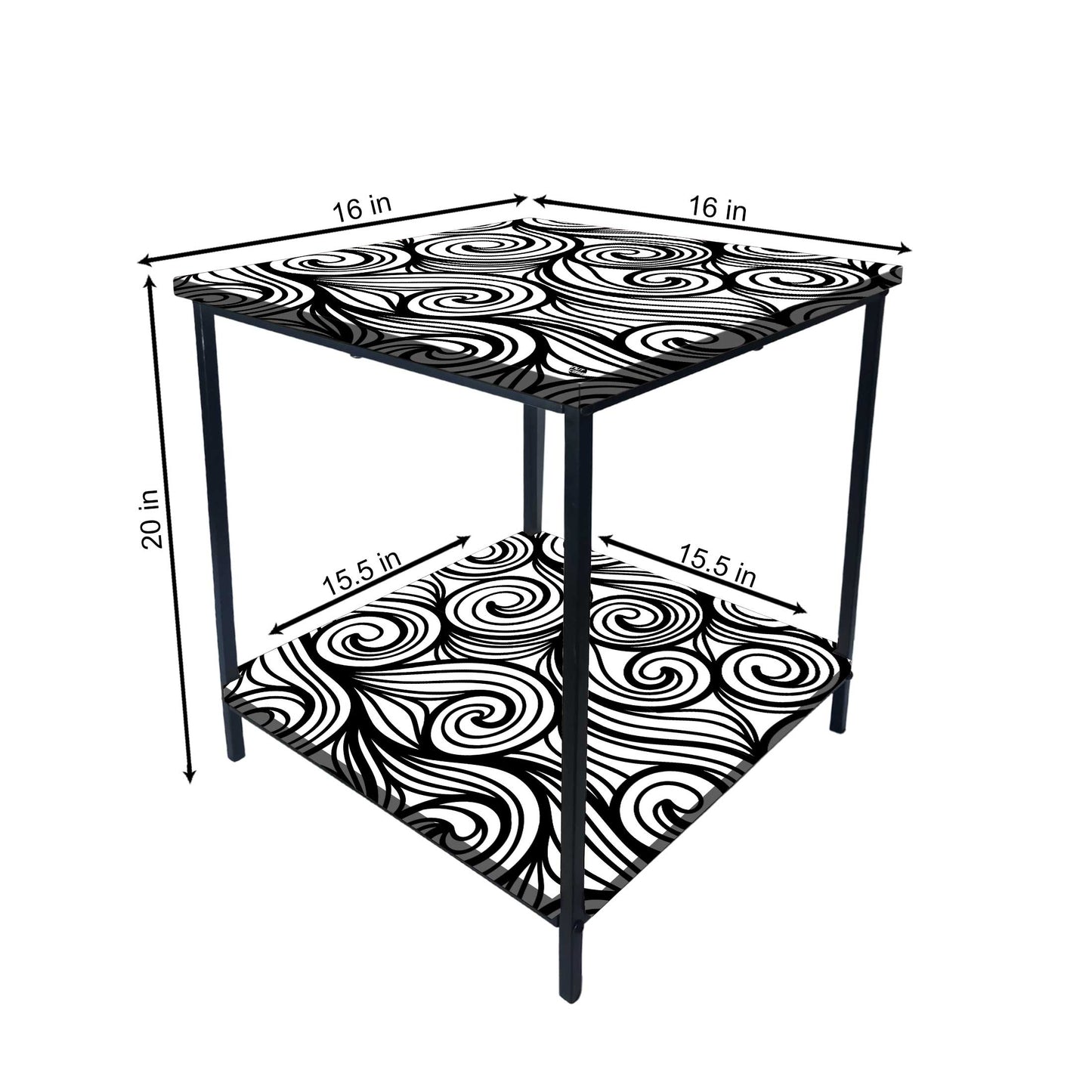 Designer Bedside Table for Storage Rack - Black and White Nutcase