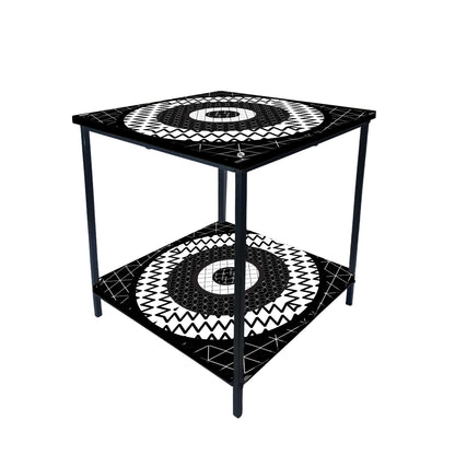 Designer Bedside Table for Storage Rack - Black and White Nutcase