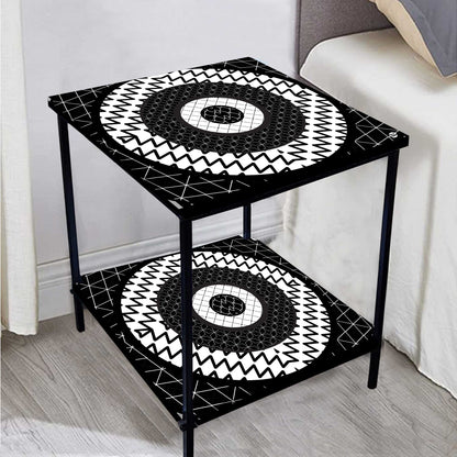 Designer Bedside Table for Storage Rack - Black and White Nutcase