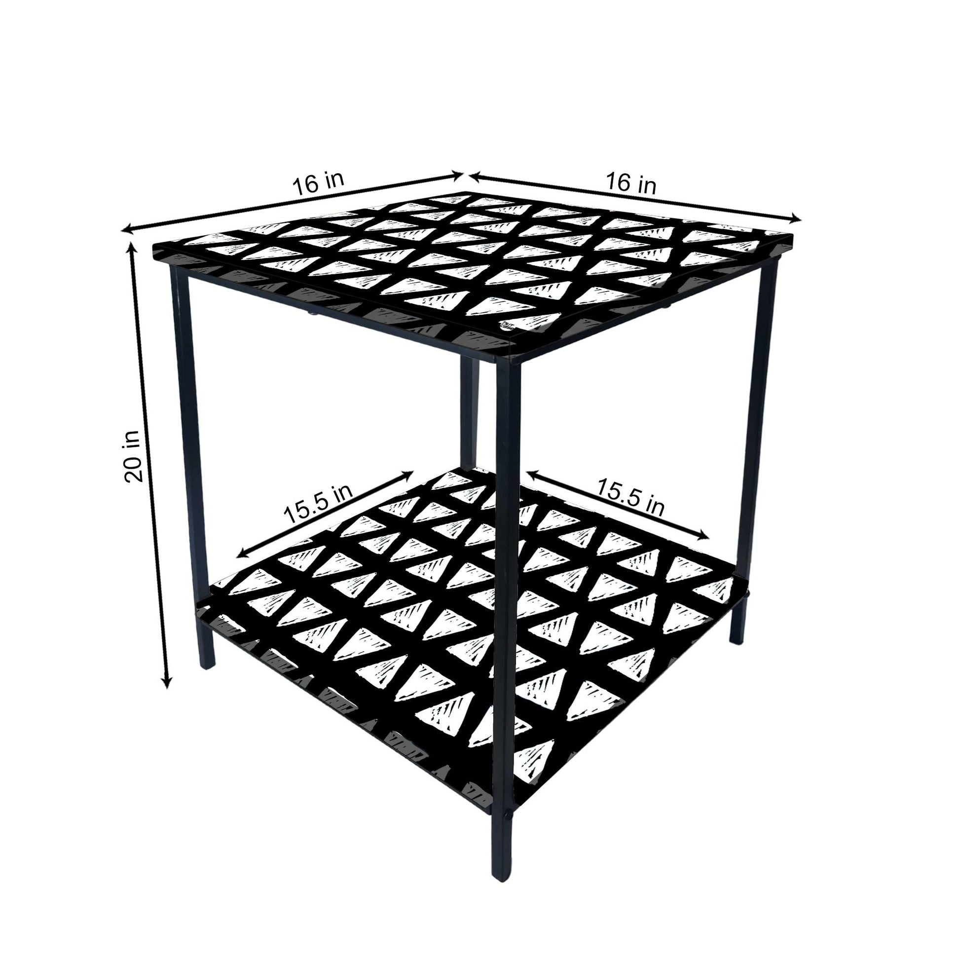 Designer Bedside Table for Storage Rack - Black and White Nutcase