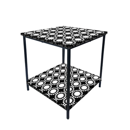 Designer Bedside Table for Storage Rack - Black and White Nutcase