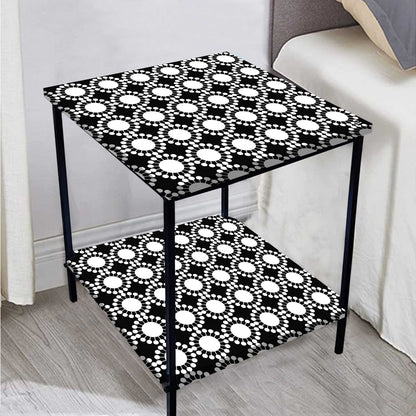 Designer Bedside Table for Storage Rack - Black and White Nutcase