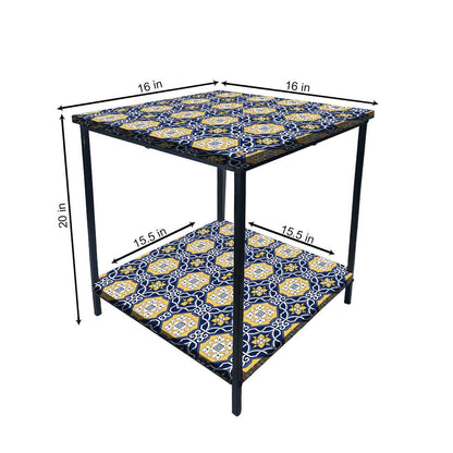 Metal Cool Bedside Table for Bedroom Living Room - Spanish Tiles Nutcase