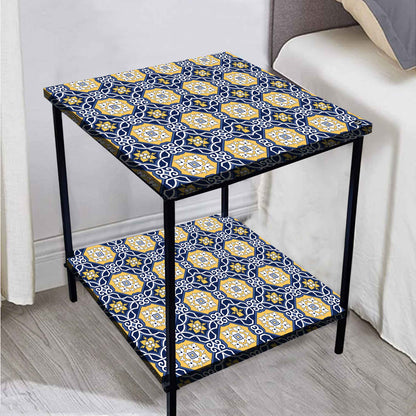 Metal Cool Bedside Table for Bedroom Living Room - Spanish Tiles Nutcase