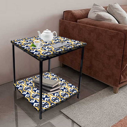 Metal Cool Bedside Table for Bedroom Living Room - Spanish Tiles Nutcase