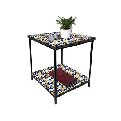 Metal Cool Bedside Table for Bedroom Living Room - Spanish Tiles Nutcase