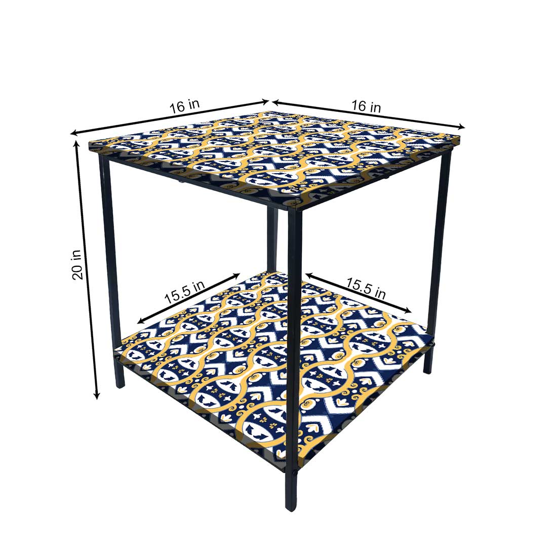 Metal Cool Bedside Table for Bedroom Living Room - Spanish Tiles Nutcase