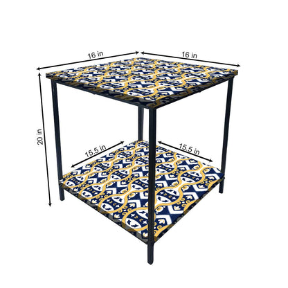 Metal Cool Bedside Table for Bedroom Living Room - Spanish Tiles Nutcase