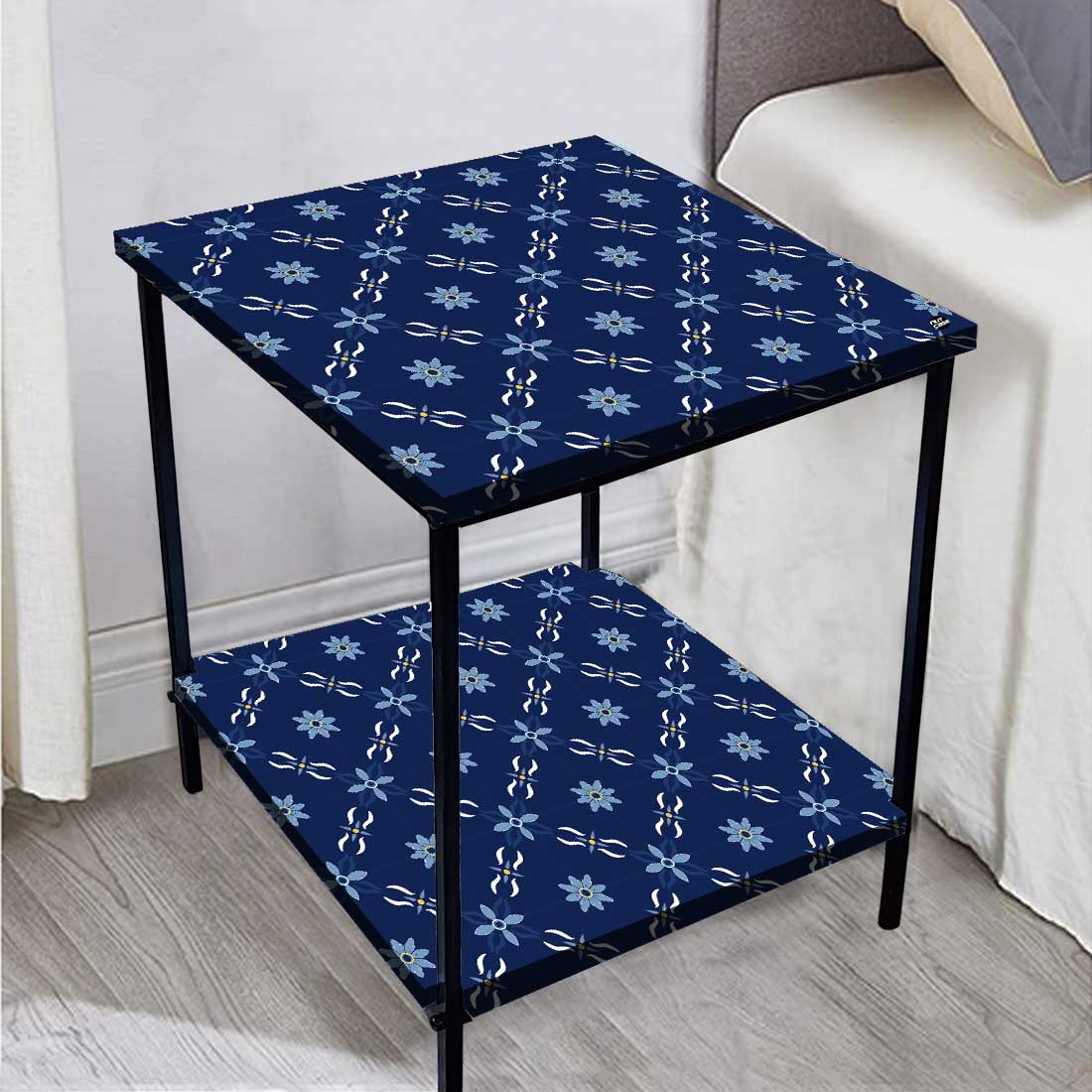 Metal Cool Bedside Table for Bedroom Living Room - Spanish Tiles Nutcase