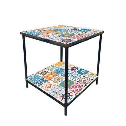 Designer Bedside Table for End Tables for Bedroom - Traditional Spanish Tiles Nutcase