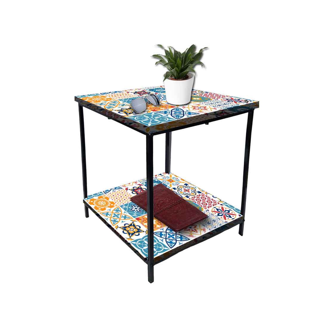 Designer Bedside Table for End Tables for Bedroom - Traditional Spanish Tiles Nutcase