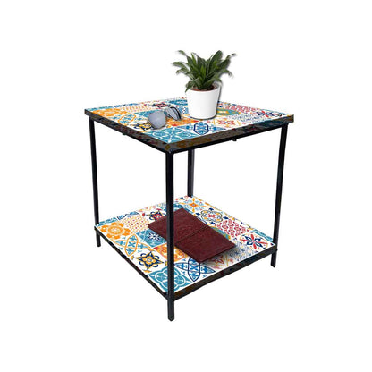 Designer Bedside Table for End Tables for Bedroom - Traditional Spanish Tiles Nutcase