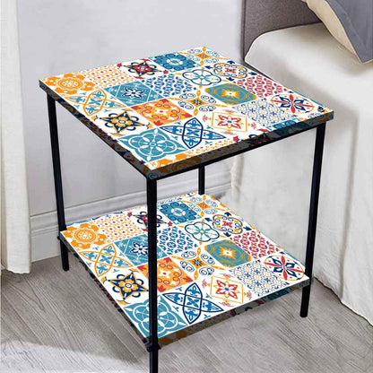 Designer Bedside Table for End Tables for Bedroom - Traditional Spanish Tiles Nutcase