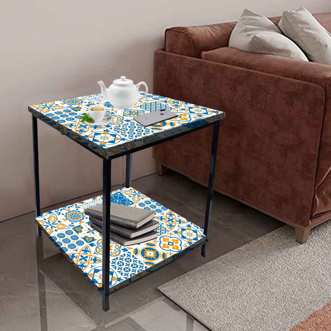 Designer Bedside Table for End Tables for Bedroom - Traditional Spanish Tiles Nutcase