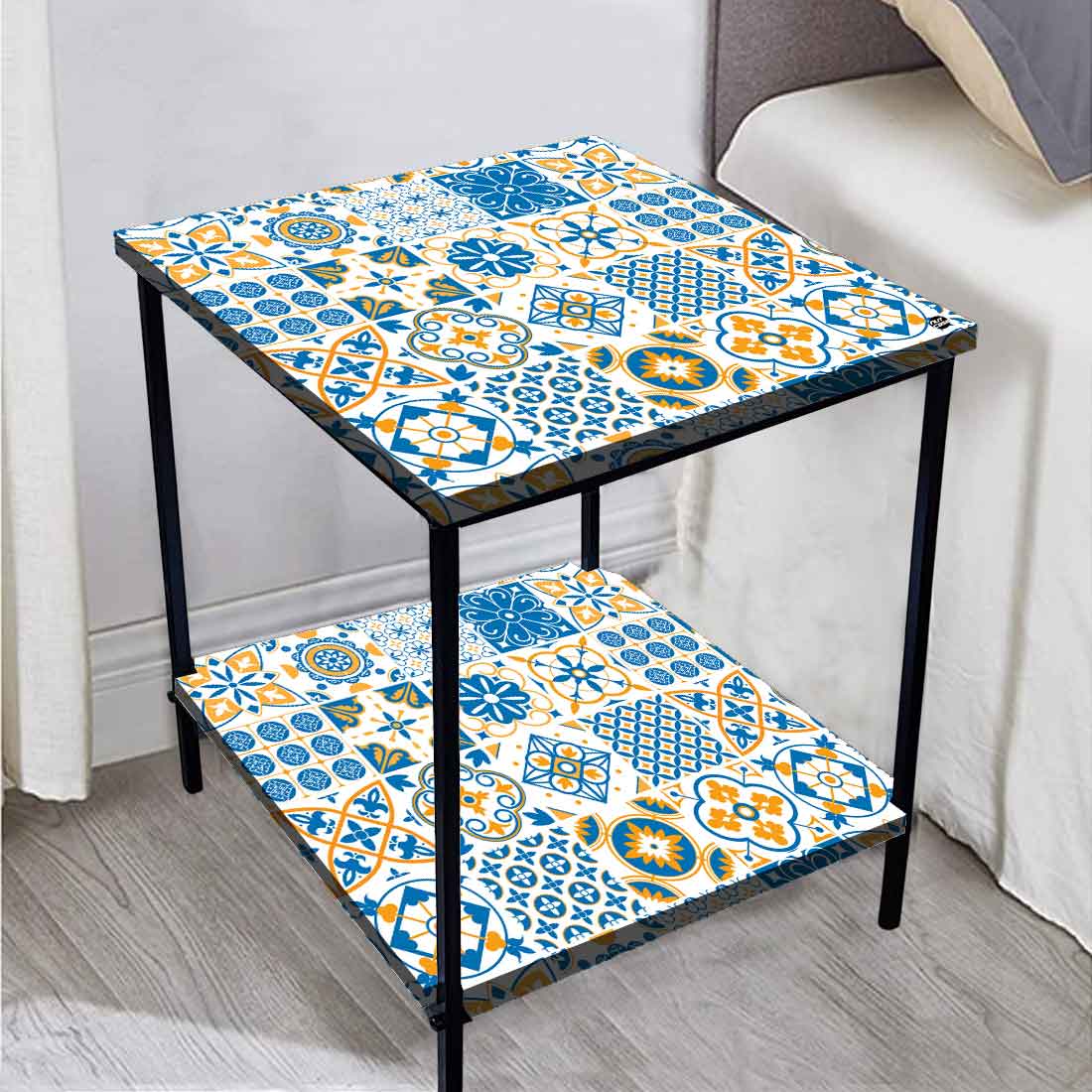 Designer Bedside Table for End Tables for Bedroom - Traditional Spanish Tiles Nutcase