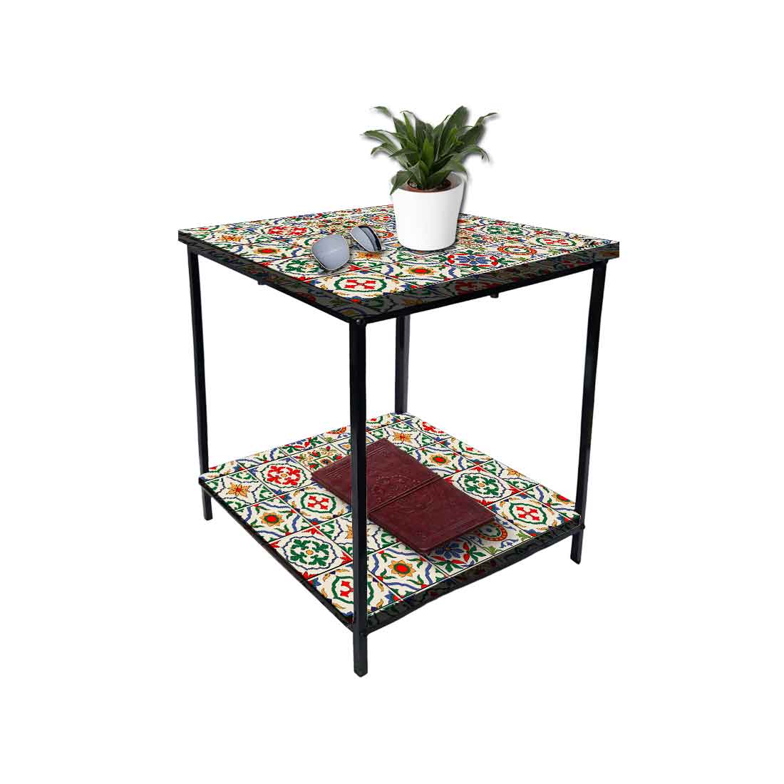 Designer Bedside Table for End Tables for Bedroom - Traditional Spanish Tiles Nutcase