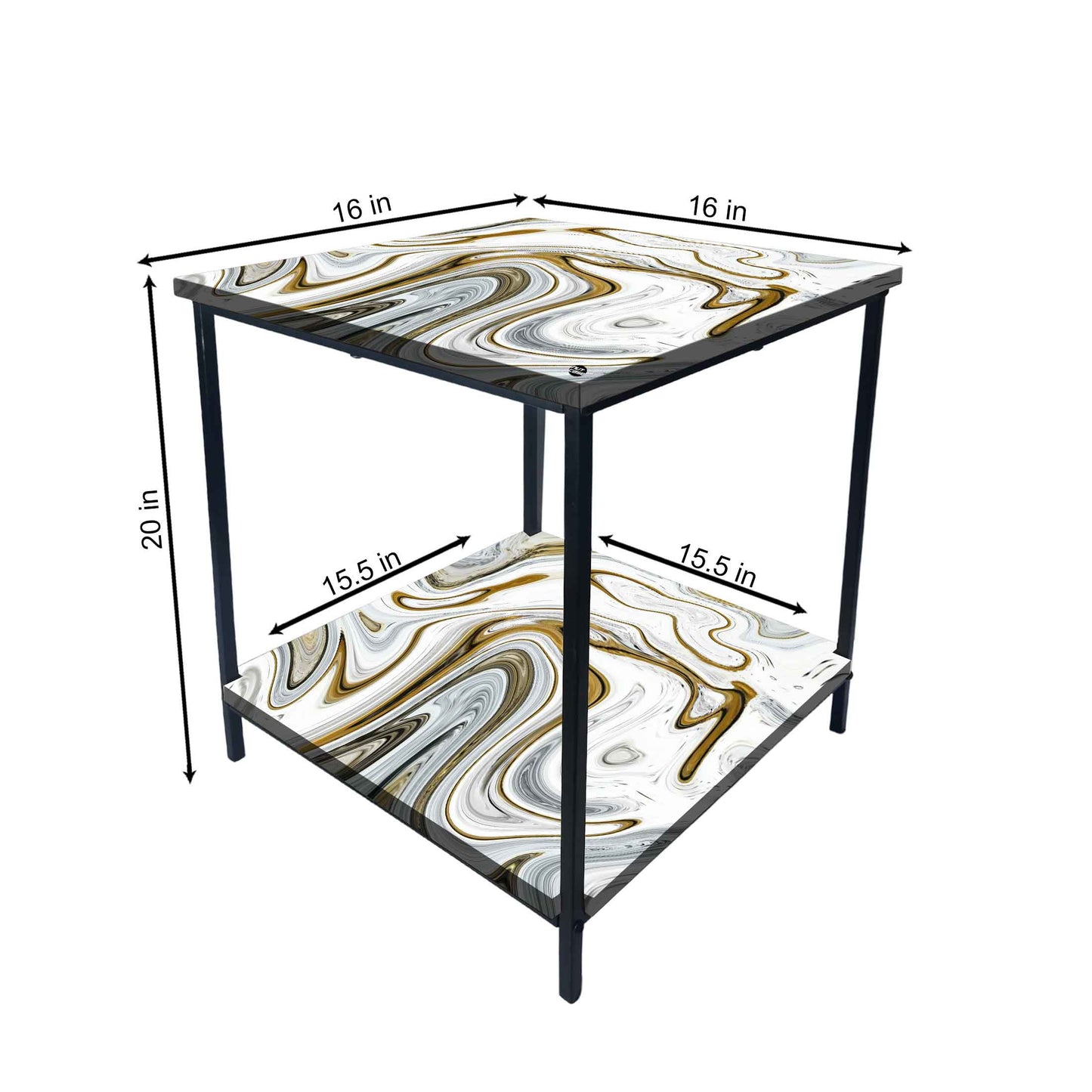 Metal Designer Cool Bedside Tables for Bedroom Living Room - Marble Swirls Nutcase