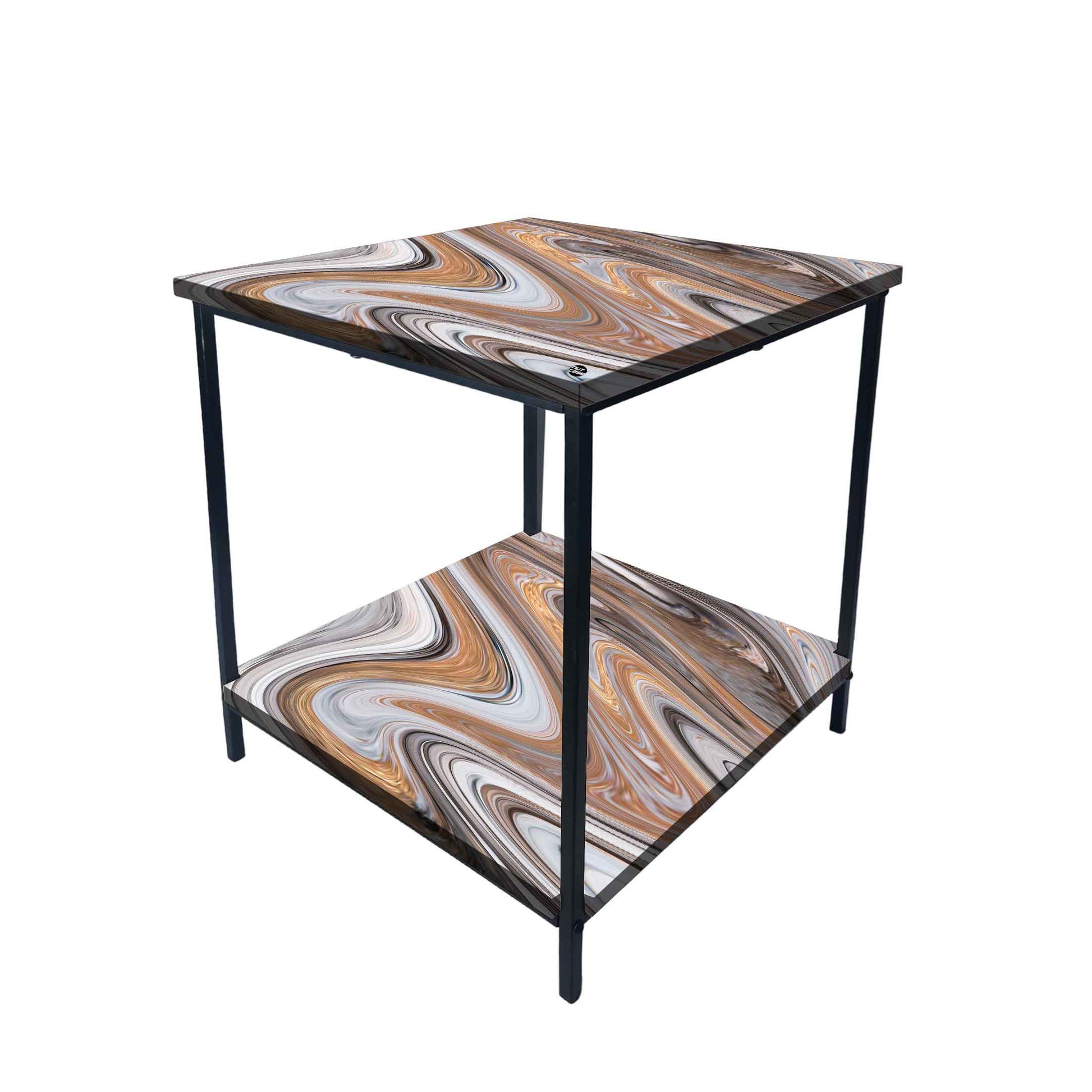 Metal Designer Cool Bedside Tables for Bedroom Living Room - Marble Swirls Nutcase