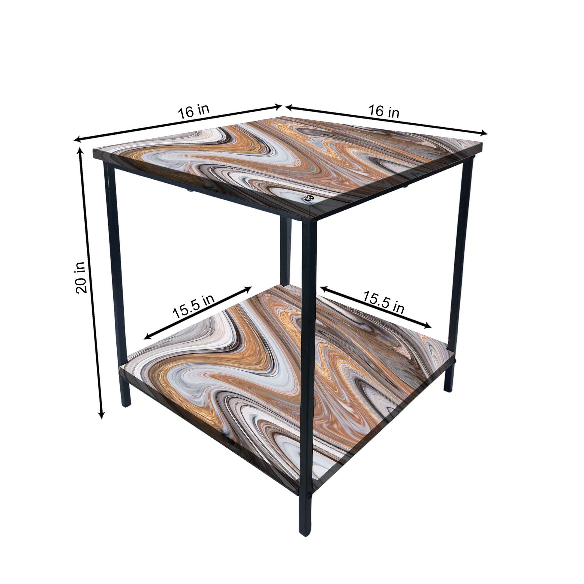 Metal Designer Cool Bedside Tables for Bedroom Living Room - Marble Swirls Nutcase