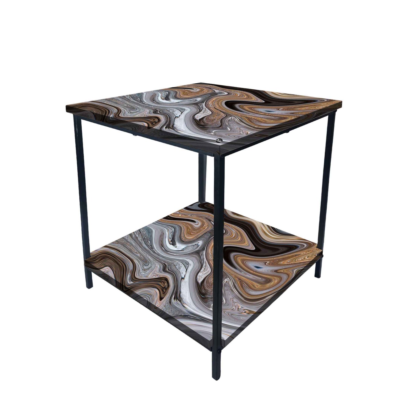 Metal Designer Cool Bedside Tables for Bedroom Living Room - Marble Swirls Nutcase