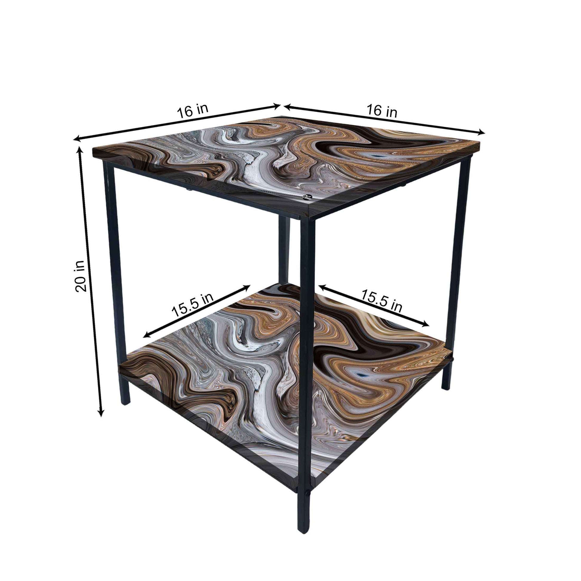 Metal Designer Cool Bedside Tables for Bedroom Living Room - Marble Swirls Nutcase