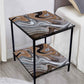 Metal Designer Cool Bedside Tables for Bedroom Living Room - Marble Swirls Nutcase