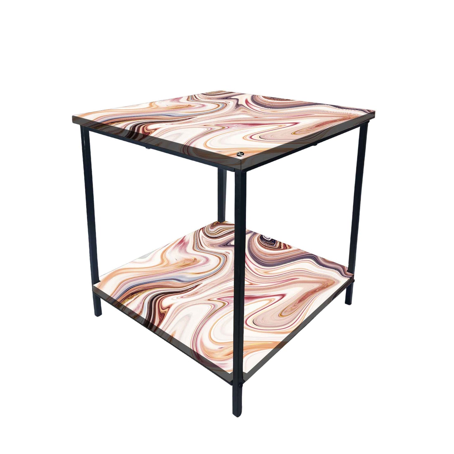 Metal Designer Cool Bedside Tables for Bedroom Living Room - Marble Swirls Nutcase