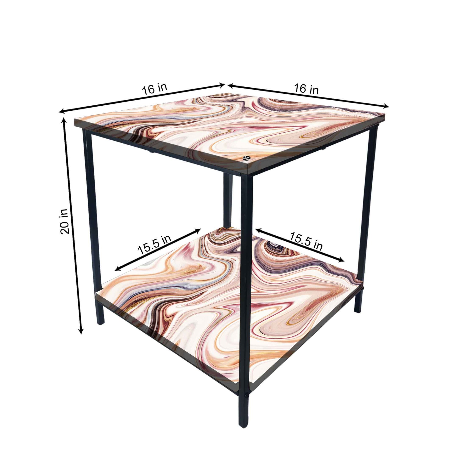 Metal Designer Cool Bedside Tables for Bedroom Living Room - Marble Swirls Nutcase