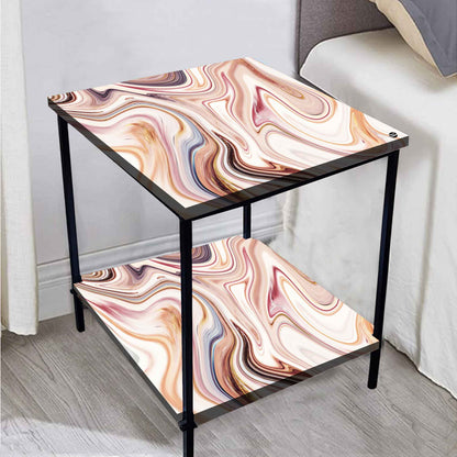 Metal Designer Cool Bedside Tables for Bedroom Living Room - Marble Swirls Nutcase