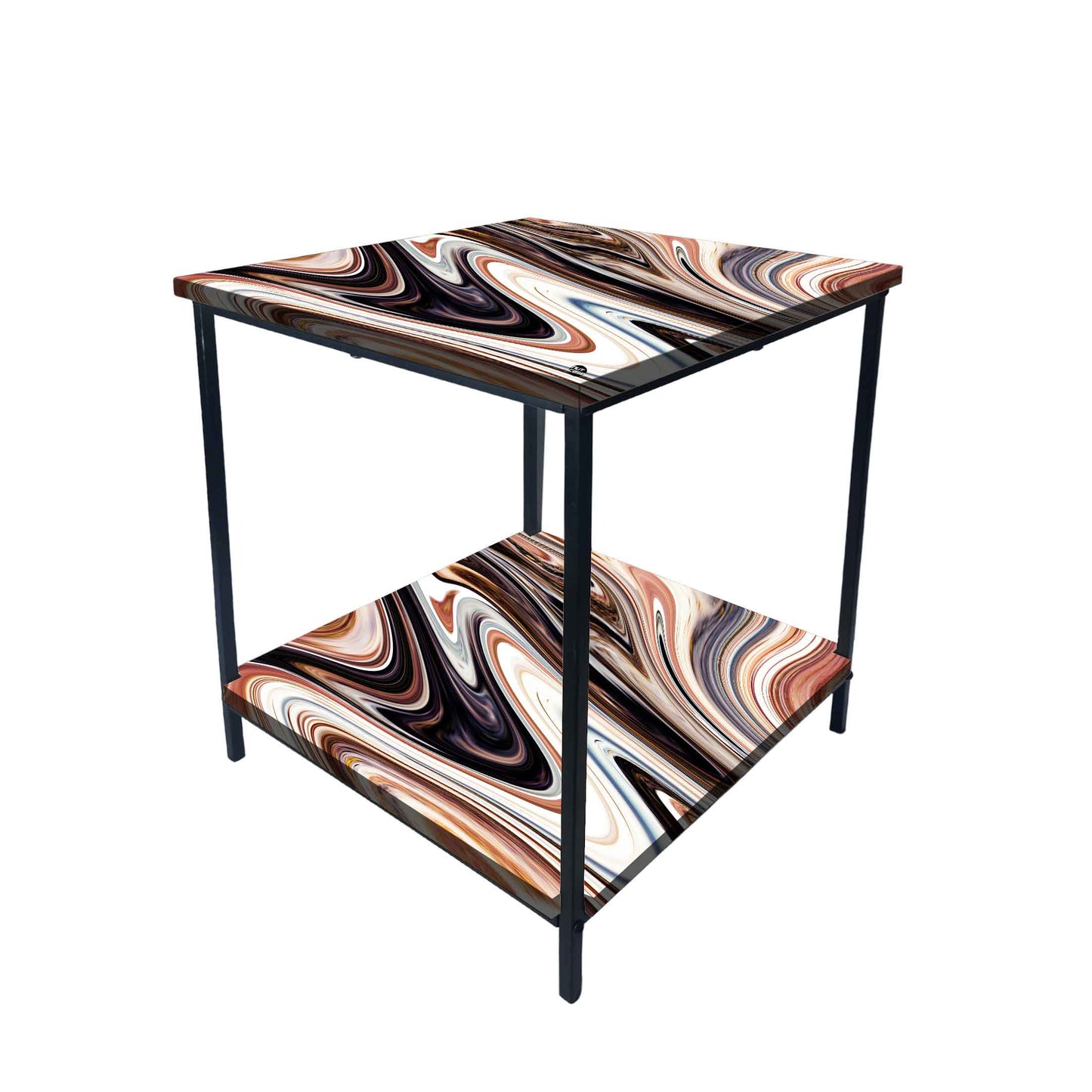 Bed Side Table Storage Rack for Bedroom Living Room - Designer Swirls Nutcase