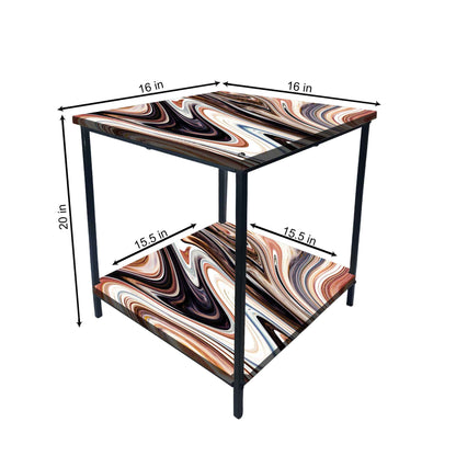 Bed Side Table Storage Rack for Bedroom Living Room - Designer Swirls Nutcase