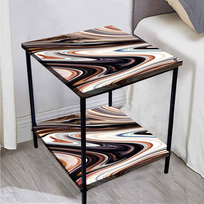 Bed Side Table Storage Rack for Bedroom Living Room - Designer Swirls Nutcase