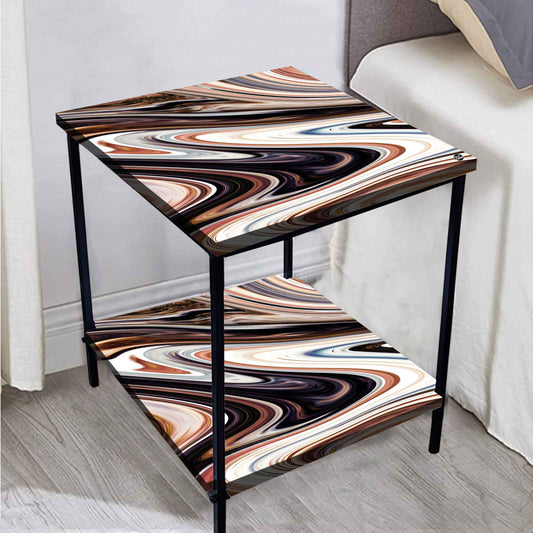Bed Side Table Storage Rack for Bedroom Living Room - Designer Swirls Nutcase