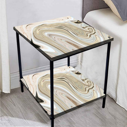 Bed Side Table Storage Rack for Bedroom Living Room - Designer Swirls Nutcase