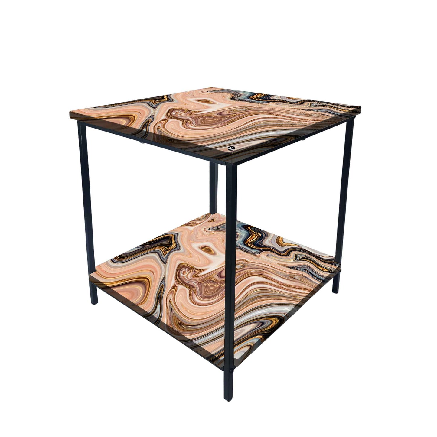 Bed Side Table Storage Rack for Bedroom Living Room - Designer Swirls Nutcase