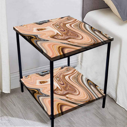 Bed Side Table Storage Rack for Bedroom Living Room - Designer Swirls Nutcase